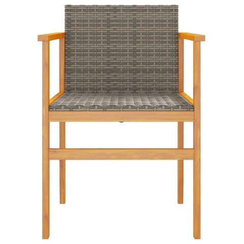  Krzesła ogrodowe, 2 szt., szare, polirattan i drewno