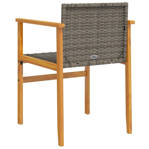  Krzesła ogrodowe, 2 szt., szare, polirattan i drewno