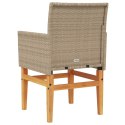  Krzesła ogrodowe, poduszki, 2 szt., beżowe, polirattan i drewno