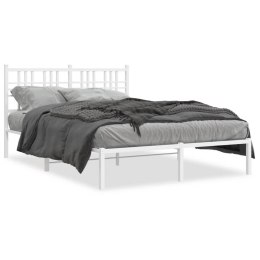  Metalowa rama łóżka z wezgłowiem, biała, 120x190 cm