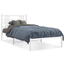 Metalowa rama łóżka z wezgłowiem, biała, 90x200 cm