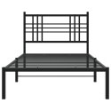  Metalowa rama łóżka z wezgłowiem, czarna, 100x190 cm