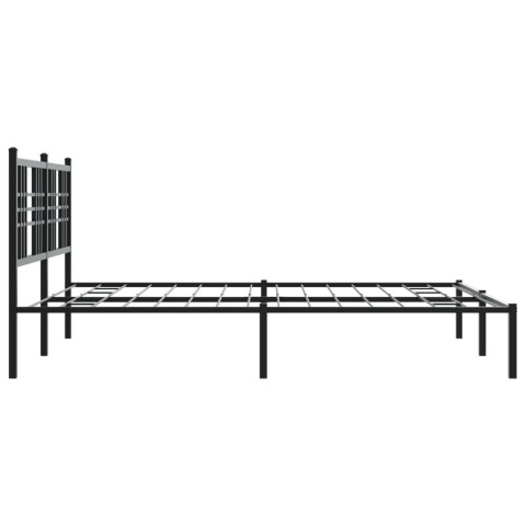  Metalowa rama łóżka z wezgłowiem, czarna, 150x200 cm