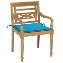  Krzesła Batavia z niebieskimi poduszkami, 2 szt., drewno tekowe