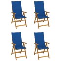  Rozkładane krzesła ogrodowe z poduszkami, 4 szt., lita akacja