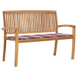  Sztaplowana ławka ogrodowa z poduszką, 128,5 cm, drewno tekowe