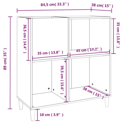  Szafka na płyty, biała, 84,5x38x89 cm, materiał drewnopochodny