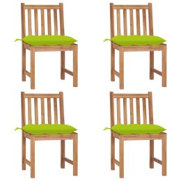  Krzesła ogrodowe, 4 szt., z poduszkami, lite drewno tekowe