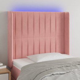  Zagłówek do łóżka z LED, różowy, 93x16x118/128 cm, aksamit