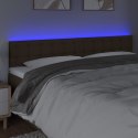  Zagłówek do łóżka z LED, ciemnobrązowy, 200x5x78/88 cm, tkanina