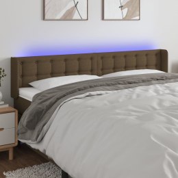  Zagłówek do łóżka z LED, ciemnobrązowy, 203x16x78/88cm, tkanina
