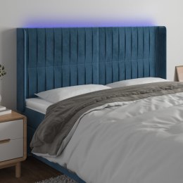  Zagłówek do łóżka z LED ciemnoniebieski, 203x16x118/128 cm