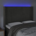  Zagłówek do łóżka z LED, ciemnoszary, 147x16x118/128cm, aksamit