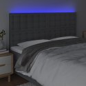  Zagłówek do łóżka z LED, ciemnoszary, 160x5x118/128 cm, tkanina