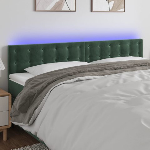  Zagłówek do łóżka z LED, ciemnozielony, 200x5x78/88 cm, aksamit