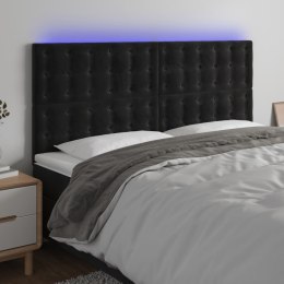  Zagłówek do łóżka z LED, czarny, 180x5x118/128 cm, aksamit