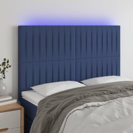  Zagłówek do łóżka z LED, niebieski, 144x5x118/128 cm, tkanina