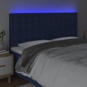  Zagłówek do łóżka z LED, niebieski, 180x5x118/128 cm, tkanina