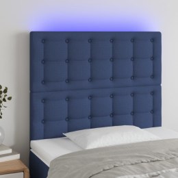  Zagłówek do łóżka z LED, niebieski, 80x5x118/128 cm, tkanina
