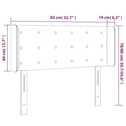  Zagłówek do łóżka z LED, szary, 83x16x78/88 cm, sztuczna skóra