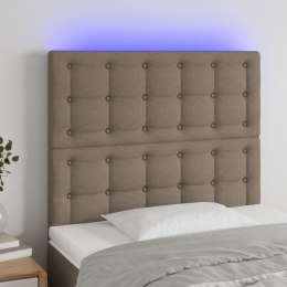  Zagłówek do łóżka z LED, taupe, 100x5x118/128 cm, tkanina