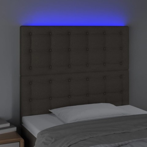  Zagłówek do łóżka z LED, taupe, 100x5x118/128 cm, tkanina