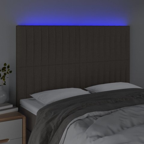  Zagłówek do łóżka z LED, taupe, 144x5x118/128 cm, tkanina