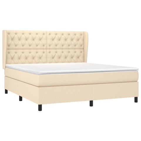  Łóżko kontynentalne z materacem, kremowe, tkanina, 160x200 cm