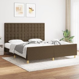  Rama łóżka z zagłówkiem, ciemnobrązowa 180x200 cm obita tkaniną