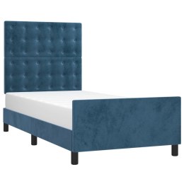  Rama łóżka z zagłówkiem, ciemnoniebieska, 100x200 cm, aksamitna