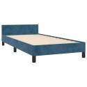  Rama łóżka z zagłówkiem, ciemnoniebieska, 100x200 cm, aksamitna