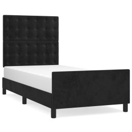  Rama łóżka z zagłówkiem, czarna, 100x200 cm, aksamitna