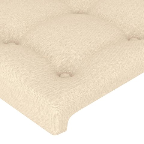  Rama łóżka z zagłówkiem, kremowa, 140x190 cm, obita tkaniną