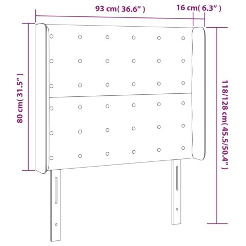  Zagłówek do łóżka z LED ciemnobrązowy, 93x16x118/128 cm tkanina