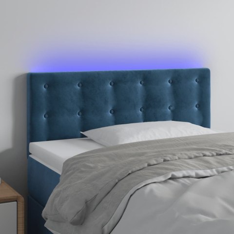  Zagłówek do łóżka z LED, ciemnoniebieski, 90x5x78/88cm, aksamit