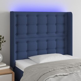  Zagłówek do łóżka z LED, niebieski, 103x16x118/128 cm, tkanina