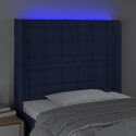  Zagłówek do łóżka z LED, niebieski, 103x16x118/128 cm, tkanina
