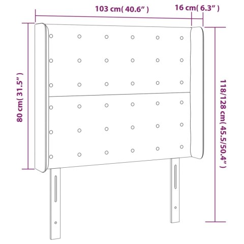  Zagłówek do łóżka z LED, niebieski, 103x16x118/128 cm, tkanina