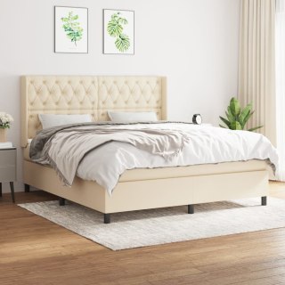  Łóżko kontynentalne z materacem, kremowe, tkanina, 160x200 cm