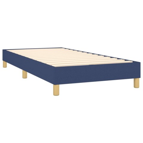  Łóżko kontynentalne z materacem, niebieskie, tkanina, 90x200 cm