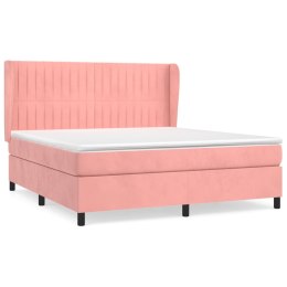  Łóżko kontynentalne z materacem, różowe, 180x200 cm, aksamit