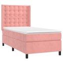  Łóżko kontynentalne z materacem, różowe, aksamit, 100x200 cm