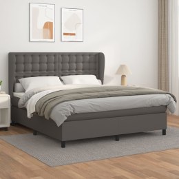  Łóżko kontynentalne z materacem, szare, ekoskóra 180x200 cm