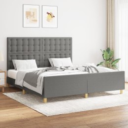  Rama łóżka z zagłówkiem, ciemnoszara, 160x200 cm, obita tkaniną