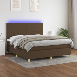  Łóżko kontynentalne z materacem, brązowe, 160x200 cm, tkanina