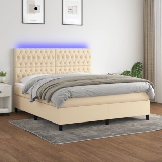  Łóżko kontynentalne z materacem, kremowe, 160x200 cm, tkanina