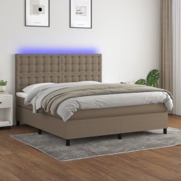  Łóżko kontynentalne z materacem, taupe, 180 x 200 cm, tkanina