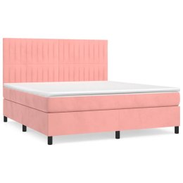  Łóżko kontynentalne z materacem, różowe, 180x200 cm, aksamit