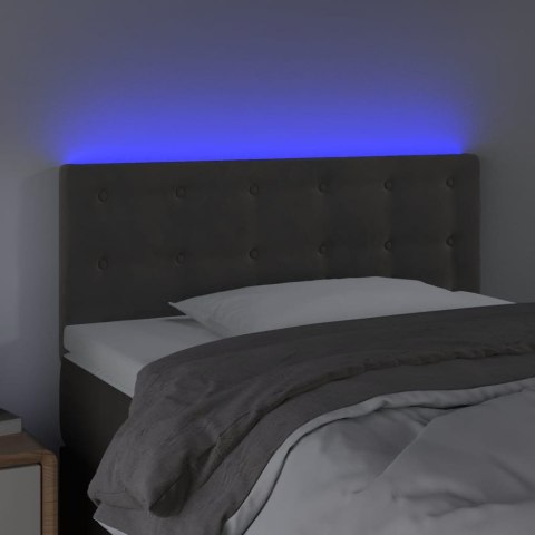 Zagłówek do łóżka z LED, ciemnoszary, 100x5x78/88 cm, aksamit