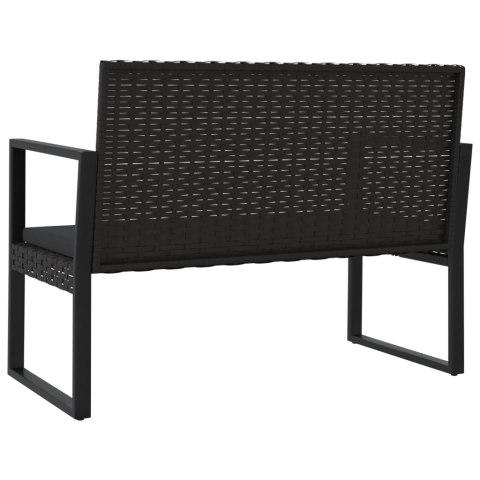  Ławka ogrodowa z poduszkami, czarna, 106 cm, polirattan